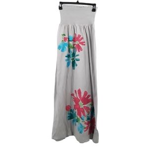 Old Navy Grey Floral Halter Top Maxi Dress XS
